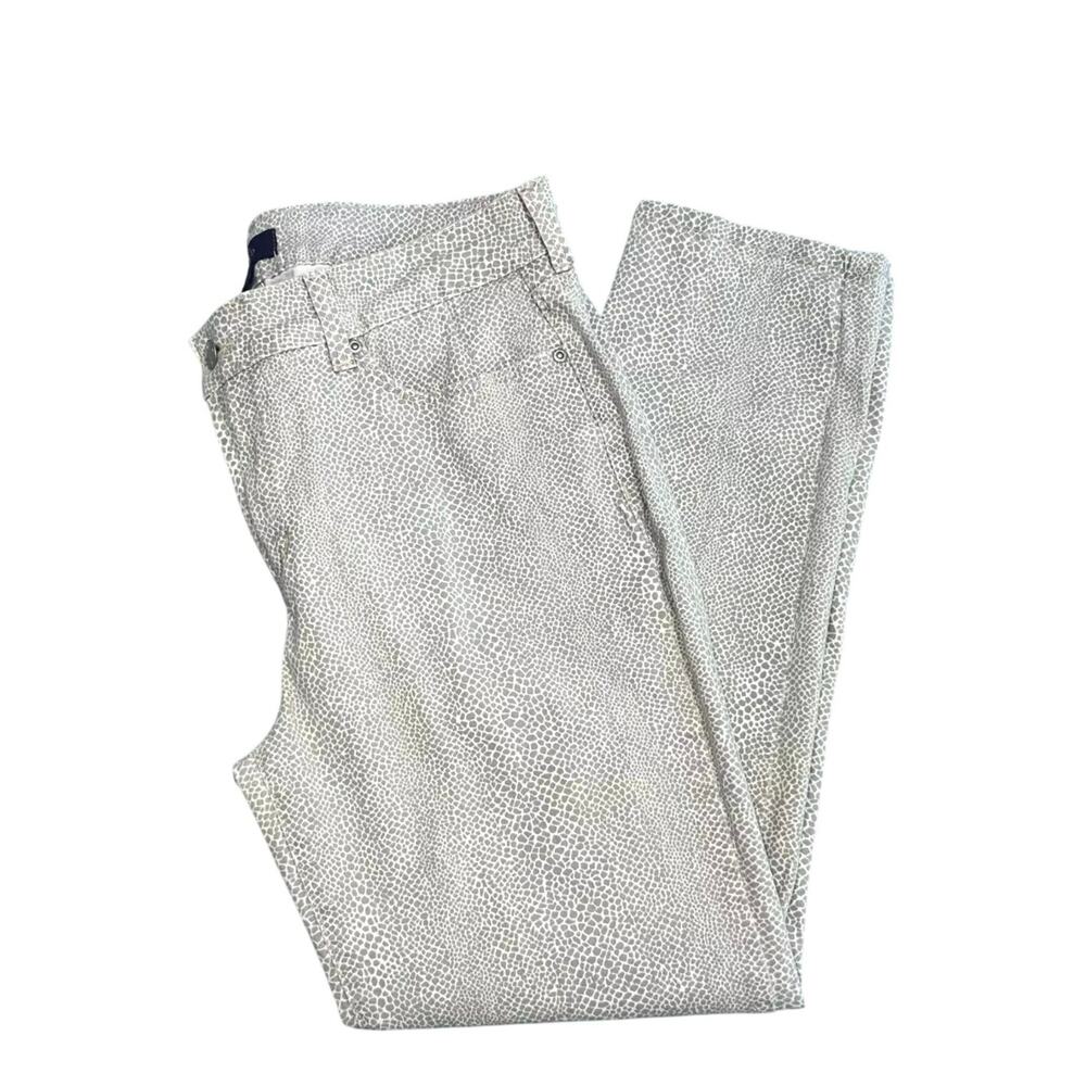 NYDJ Jeans Cream Tan/Taupe Animal Print Skinny Ankle Mid Rise womens size 12